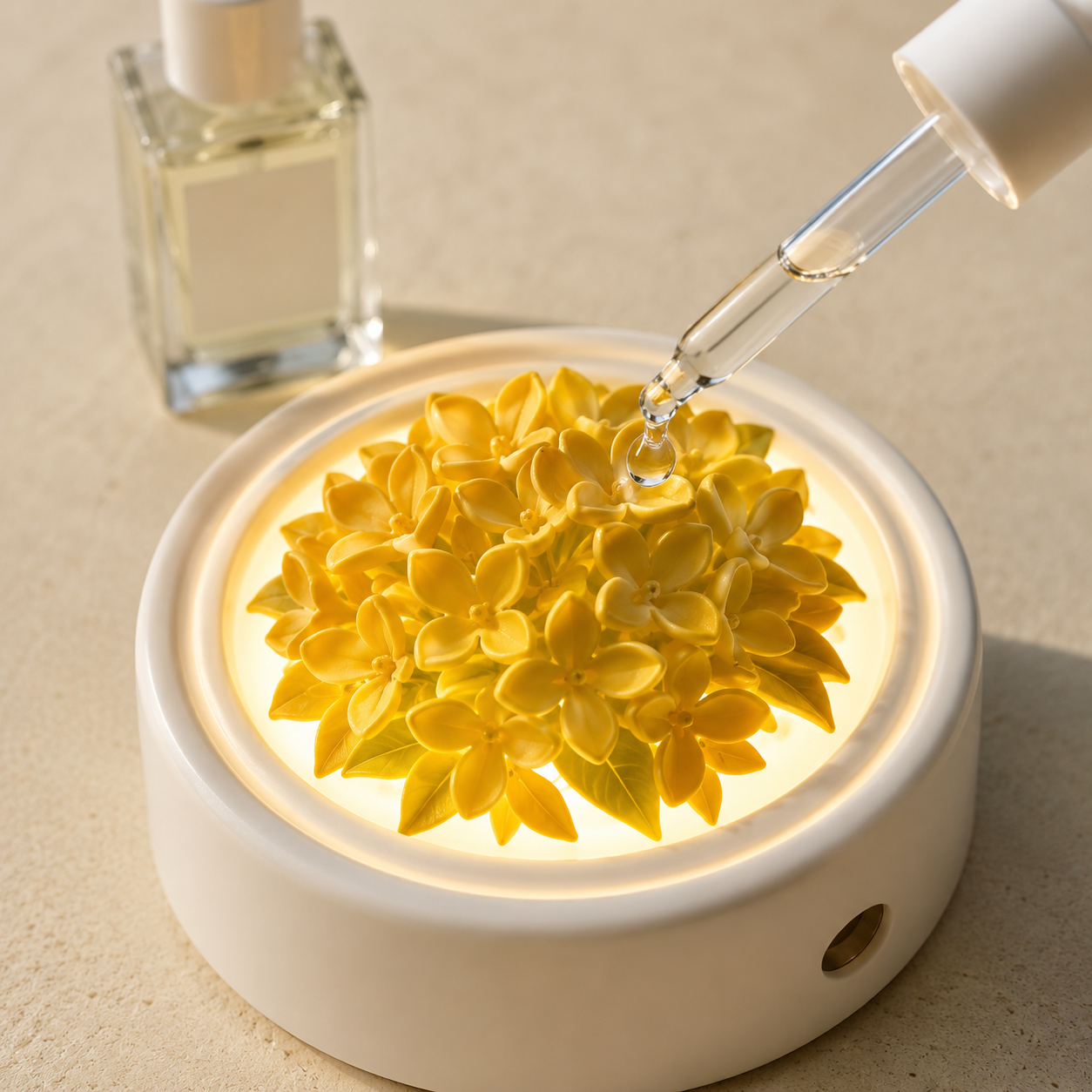 Illuminated Porcelain Flower Fragrance Diffuser- Golden Osmanthus