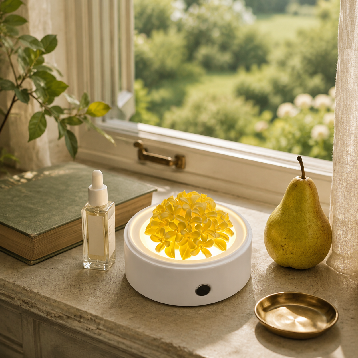 Illuminated Porcelain Flower Fragrance Diffuser- Golden Osmanthus