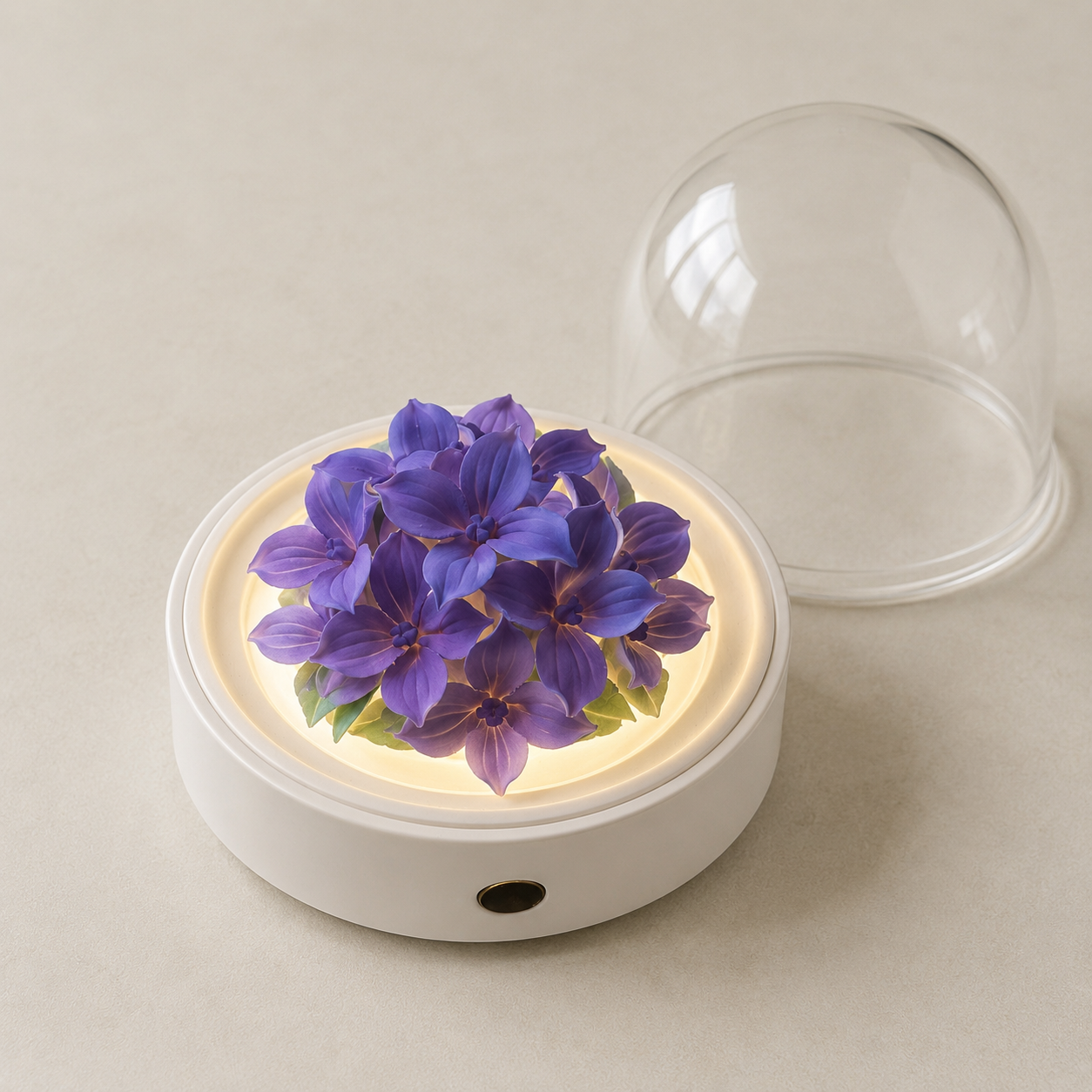 Illuminated Porcelain Flower Fragrance Diffuser- Violet Garden